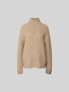 Closed Oversized Pullover mit Troyer-Kragen in Beige, Größe L