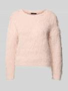 Oui Strickpullover aus Kunstfell in Hellrosa, Größe 36
