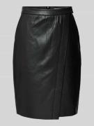 Milano Italy Knielanger Rock in Leder-Optik in Black, Größe 34