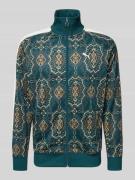 PUMA PERFORMANCE Sweatjacke im Allover-Look mit Stehkragen in Dunkelgr...