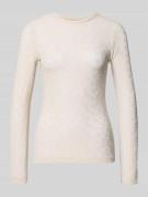 Jake*s Collection Longsleeve mit geripptem Rundhalsausschnitt in Ecru,...