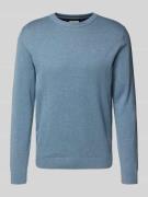 Tom Tailor Regular Fit Strickpullover aus reiner Baumwolle in Jeansbla...