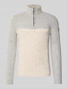 Tom Tailor Regular Fit Troyer aus Baumwoll-Mix in Offwhite Melange, Gr...