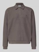 REVIEW Sweatshirt mit Polokragen in Dunkelgrau, Größe L