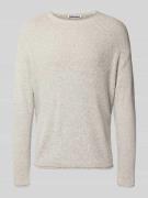 REVIEW Strickpullover mit gerippten Abschlüssen in Hellgrau, Größe L