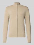 MCNEAL Strickjacke aus Viskose-Mix mit Stehkragen in Mud Melange, Größ...