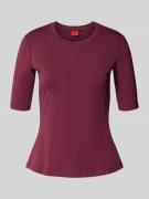 HUGO Slim Fit T-Shirt aus Baumwoll-Mix Modell 'DARNELIA' in Bordeaux, ...