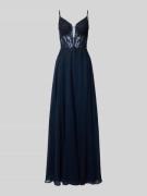 Luxuar Abendkleid mit Herz-Ausschnitt in Dunkelblau, Größe 32