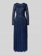 LACE & BEADS Abendkleid mit Rundhalsausschnitt in Marine, Größe L