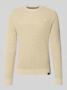 Lerros Regular Fit Pullover in Strick-Optik in Beige Melange, Größe L