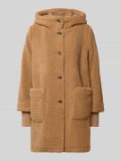 Tom Tailor Denim Regular Fit Teddy-Mantel mit Kapuze in Camel, Größe L