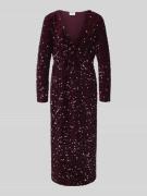Vila Midikleid mit V-Ausschnitt Modell 'FAITH' in Pflaume, Größe S
