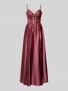 Luxuar Regular Fit Abendkleid mit floralem Spitzenbesatz in Rostrot, G...