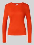 Jake*s Casual Longsleeve in Ripp-Optik mit Rundhalsausschnitt in Kirsc...