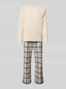 Tommy Hilfiger Regular Fit Pyjama-Set aus Baumwoll-Mix in Offwhite, Gr...