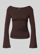 Gina Tricot Longsleeve mit Raffungen in Dunkelbraun, Größe M