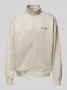 Guess Activewear Sweatjacke mit Label-Stitching Modell 'MOJO' in Stein...