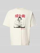 WOODBIRD T-Shirt mit Motiv-Print Modell 'Baine' in Offwhite, Größe L