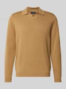 Christian Berg Men Strickpullover mit Polokragen in Cognac, Größe 3XL