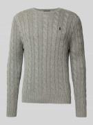 Polo Ralph Lauren Strickpullover mit Label-Stitching in Mittelgrau, Gr...