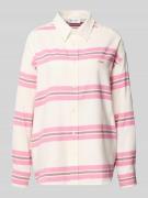 OH APRIL Relaxed Fit Hemdbluse mit Label-Detail Modell 'Vivian' in Pin...