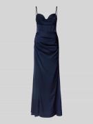 Hey Kyla Abendkleid aus Satin mit Raffungen in Dunkelblau, Größe 32