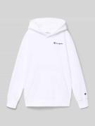 CHAMPION Hoodie mit Label-Stitching und Känguru-Tasche in Weiss, Größe...