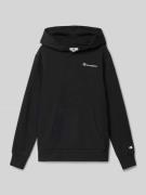 CHAMPION Hoodie mit Label-Stitching und Känguru-Tasche in Black, Größe...