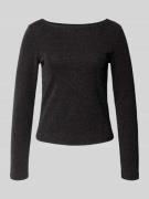 Pieces Regular Fit Langarmshirt mit Strukturmuster Modell 'JINA' in BL...