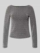 Pieces Regular Fit Langarmshirt mit Strukturmuster Modell 'JINA' in Si...