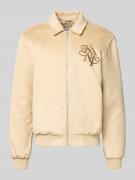 KARL KANI Jacke in Leder-Optik mit Label-Stitching in Beige, Größe L