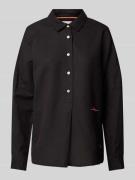 Frieda & Freddies Leinenbluse mit Label-Stitching in Black, Größe 38
