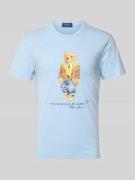Polo Ralph Lauren T-Shirt mit Label-Print in Hellblau Melange, Größe L