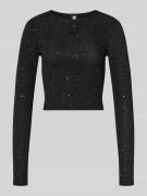 Karo Kauer Cropped Longsleeve mit Label-Detail in Black, Größe XL