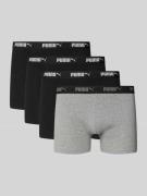 PUMA Boxershorts mit elastischem Logo-Bund im 4er-Pack in Black, Größe...