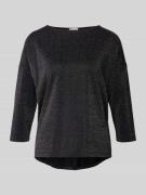 Milano Italy Schimmerndes T-Shirt mit 3/4-Arm in Black, Größe L