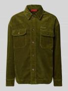 PROHIBITED Freizeithemd mit Label-Stitching Modell 'Corduroy' in Dunke...