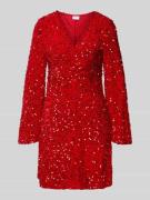 Vila Minikleid mit Pailletten Modell 'BARINA' in Rot, Größe M
