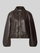 Marc O'Polo Denim Regular Fit Lederjacke mit elastischem Bund in Dunke...