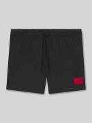 HUGO Badeshorts mit Label Patch Modell 'DOMINICA' in Black, Größe L