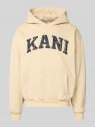 KARL KANI Hoodie mit Label-Stitching und Känguru-Tasche in Offwhite, G...