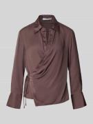 Mango Hemdbluse mit Schnürverschluss in Mittelbraun, Größe L