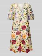 YAS Knielanges Cocktailkleid mit V-Ausschnitt Modell 'FLOWERING' in He...