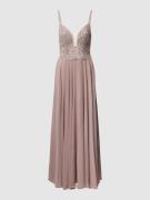 Mascara Abendkleid mit floraler Stickerei in Mauve, Größe 38