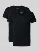 MCNEAL T-Shirt mit V-Ausschnitt im 2er-Pack in Black, Größe L