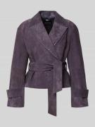 Marc Cain Lederjacke mit Bindegürtel in Taupe, Größe 34