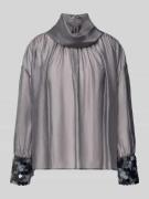 Luisa Cerano Bluse aus Viskose-Mix mit Rollkragen und Pailletten in Du...