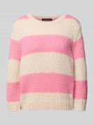 Oui Strickpullover mit gerippten Abschlüssen in Hellrosa, Größe 34