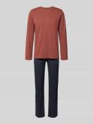 Schiesser Pyjama im Allover-Look in Bordeaux, Größe 52