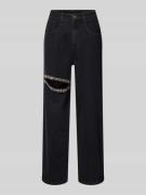 Karo Kauer Jeans mit Cut Out und Ziersteinbesatz in Black, Größe L